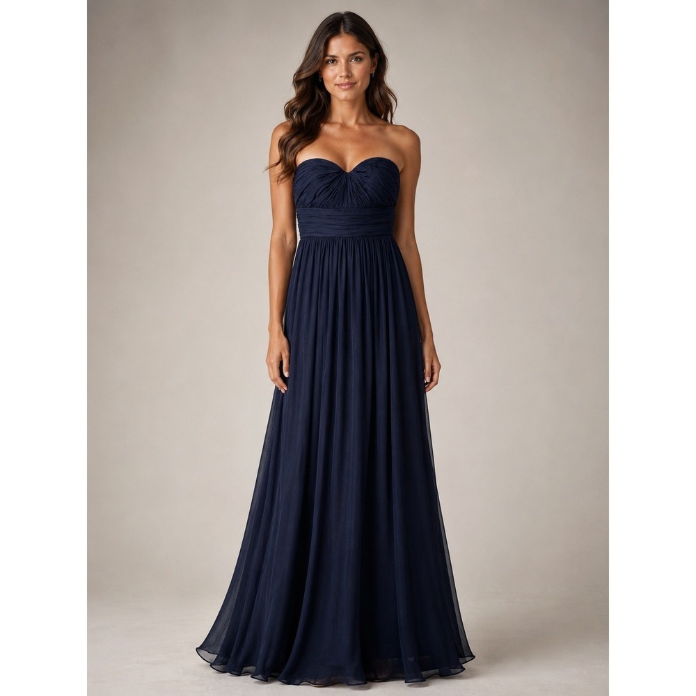 J.Crew Silk Marbella Strapless Evening‎ Gown Navy Dark Cove Blue 6
